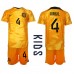 Billige Nederland Virgil van Dijk #4 Hjemmetrøye Barn VM 2022 Kortermet (+ korte bukser)